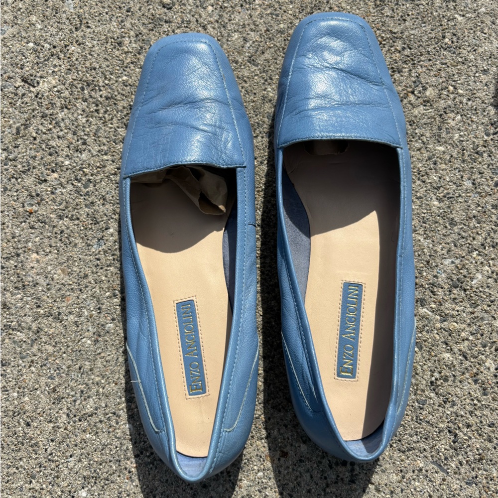 Enzo Angiolini women’s light blue leather loafers, 9.5